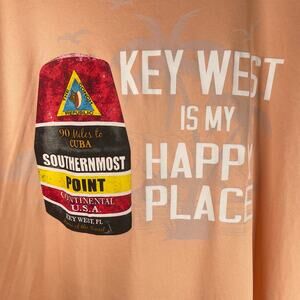 Key West Is My Happy Place T-shirt Medium Peach Orange Performance Long Sleeve